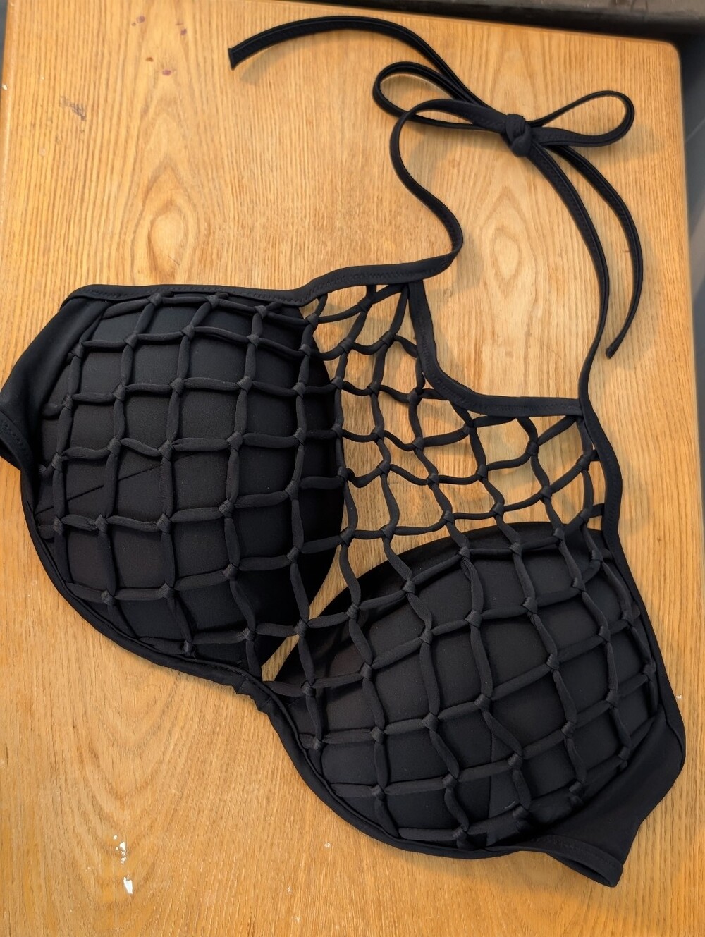 Black Mesh Halter Underwire Bikini Top